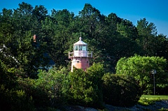 Isle La Motte Lighthouse Among Trees in Northern Vermont
